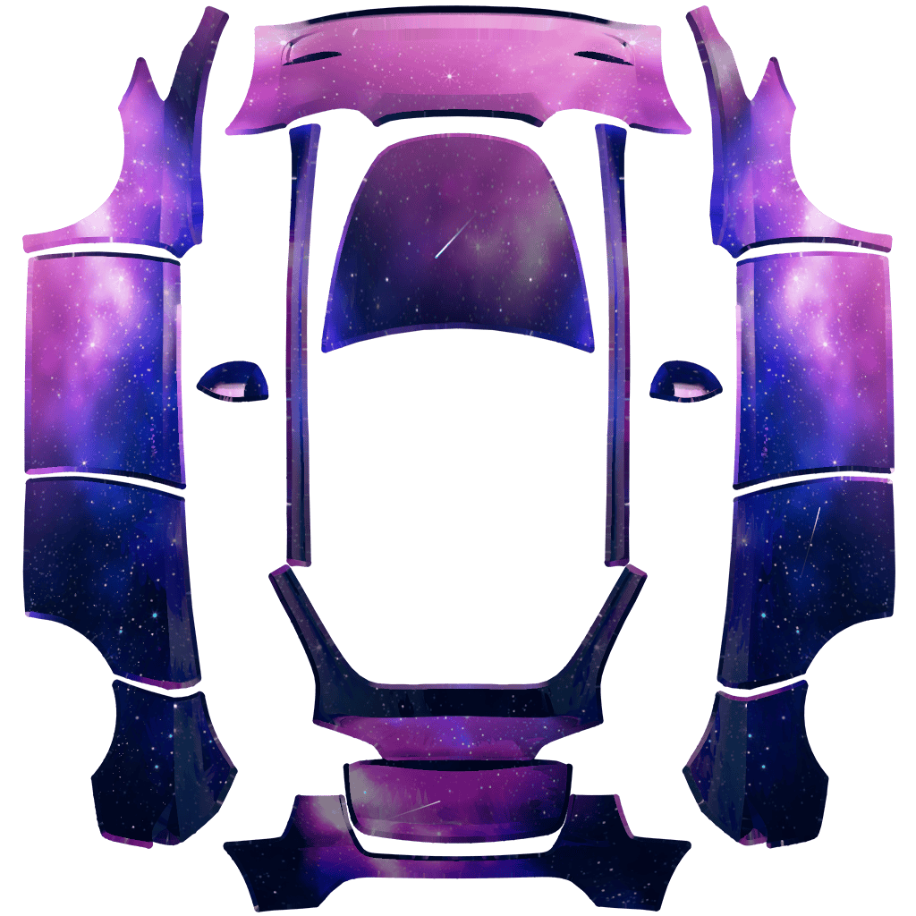 Cosmic Burst Tesla Model Y wrap design texture pattern