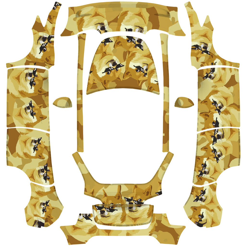 Doge Tesla Model Y wrap design texture pattern