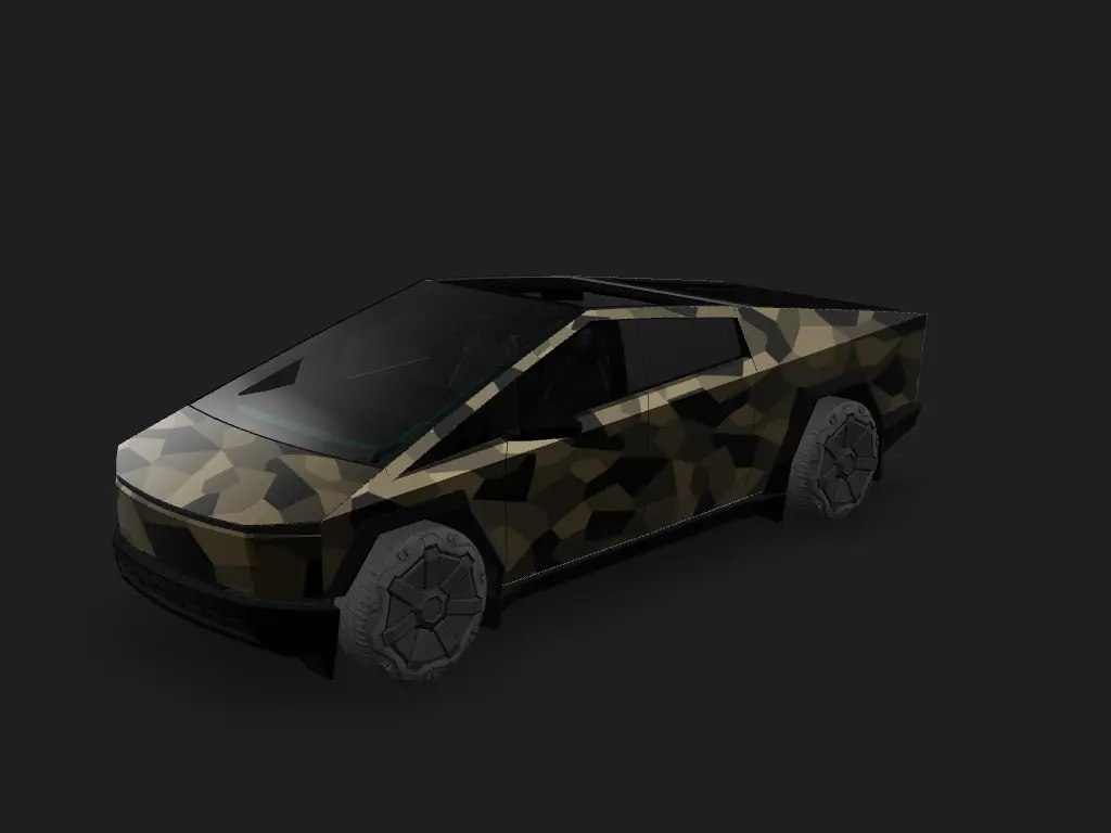 Camo Brown Tesla Cybertruck wrap design skin