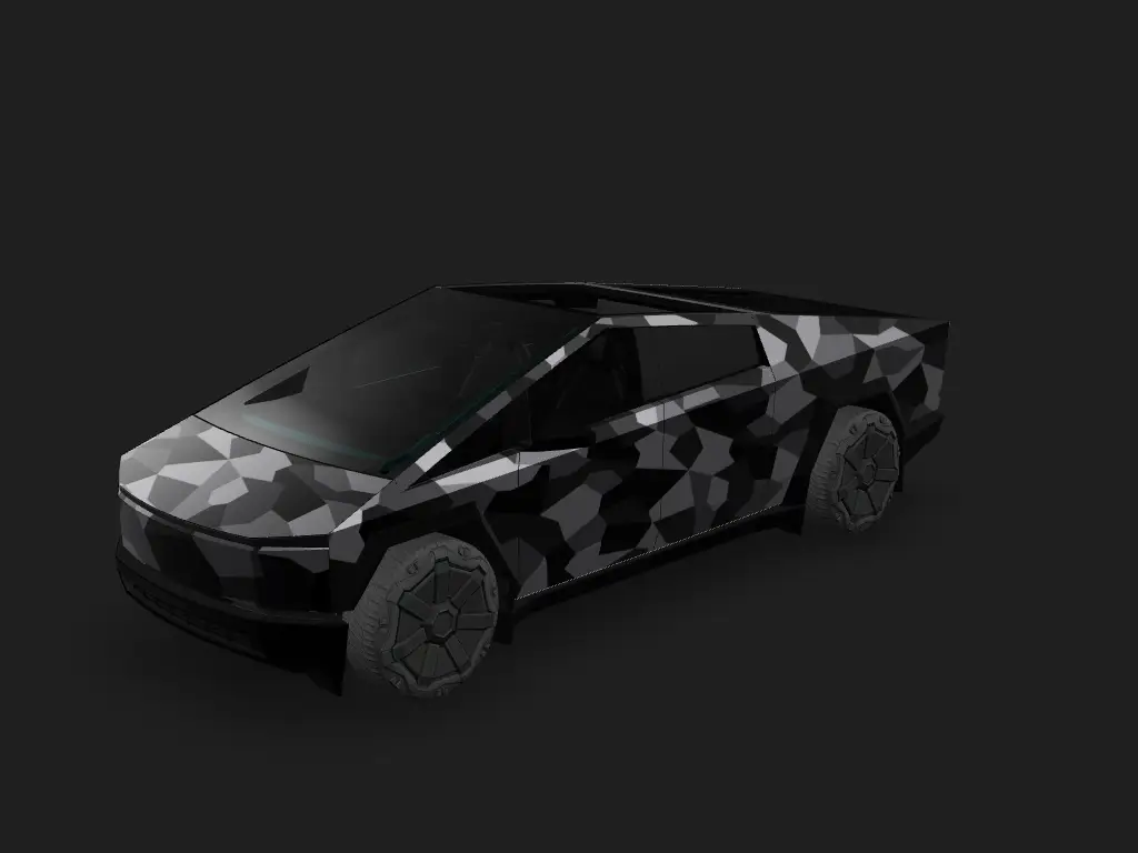 Camo Stealth Tesla Cybertruck wrap design skin