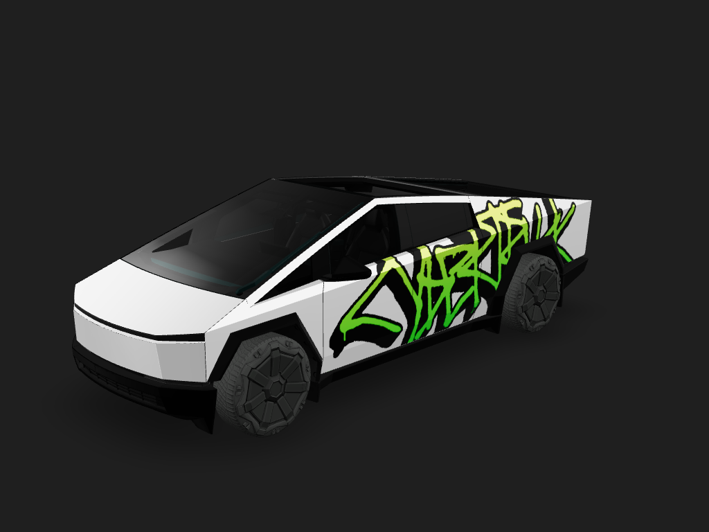 Graffiti green Tesla Cybertruck wrap design skin