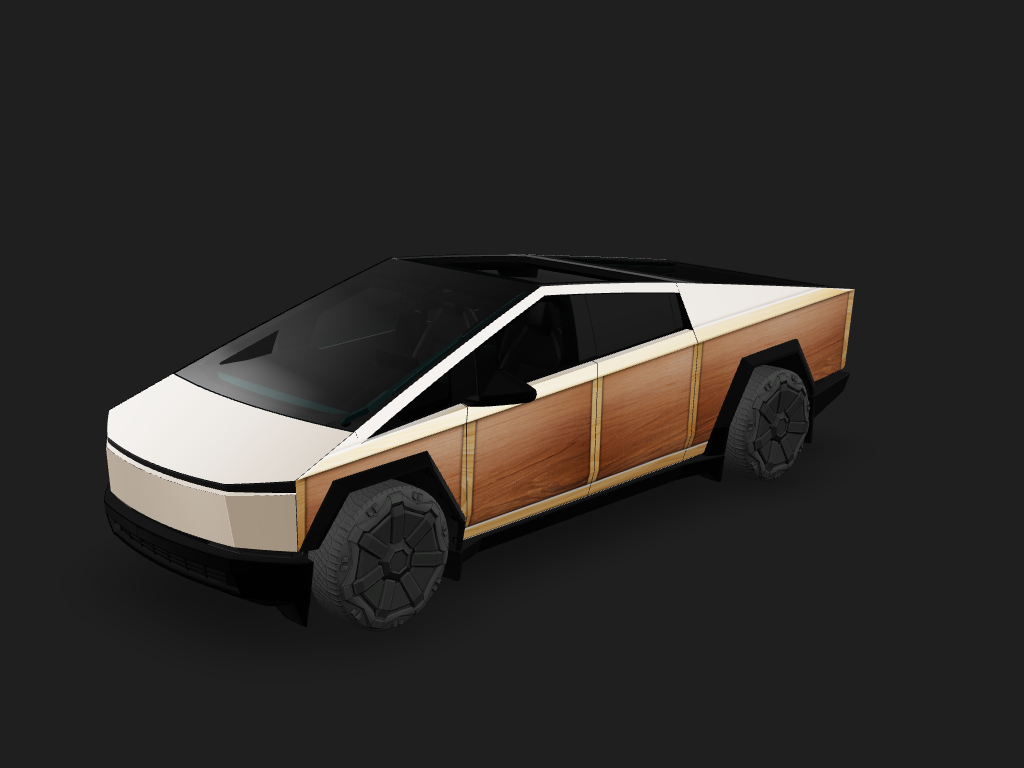Woody Tesla Cybertruck wrap design skin