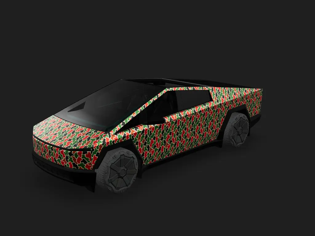 Xmas Camo Tesla Cybertruck wrap design skin