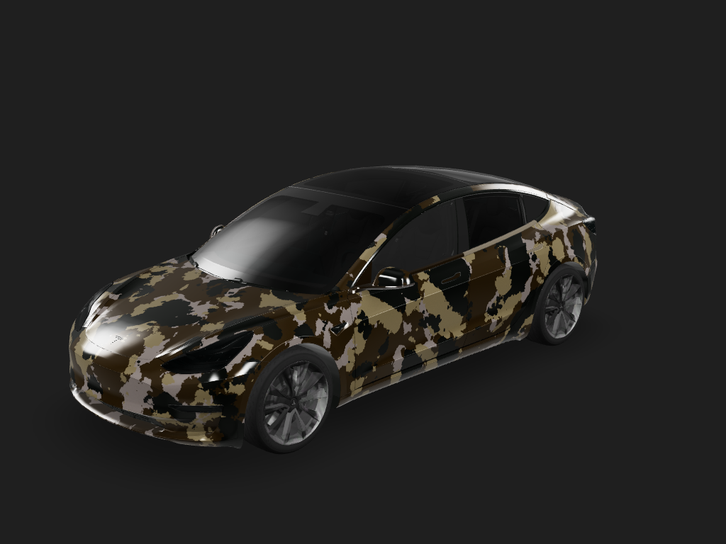 Camo Tesla Model 3 wrap design skin