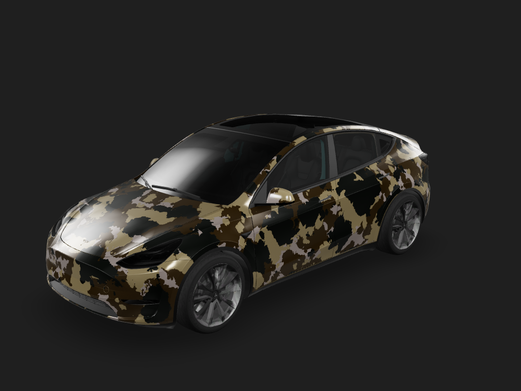 Camo Tesla Model Y wrap design skin