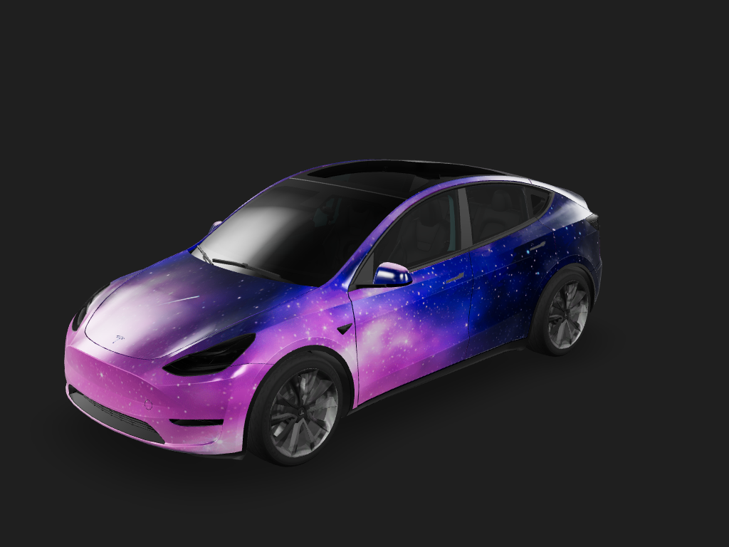 Cosmic Burst Tesla Model Y wrap design skin