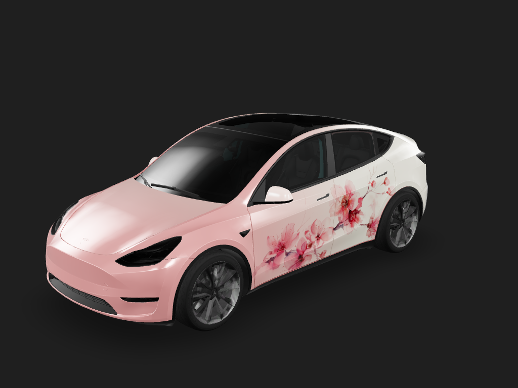 Sakura Tesla Model Y wrap design skin