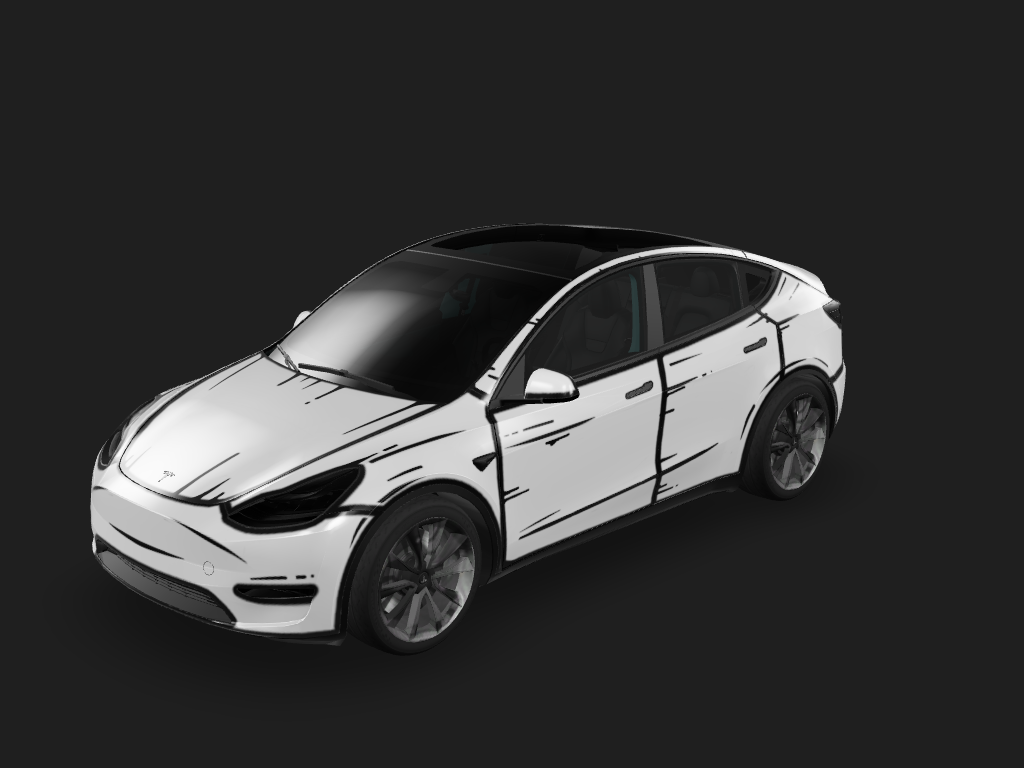 Sketch Tesla Model Y wrap design skin