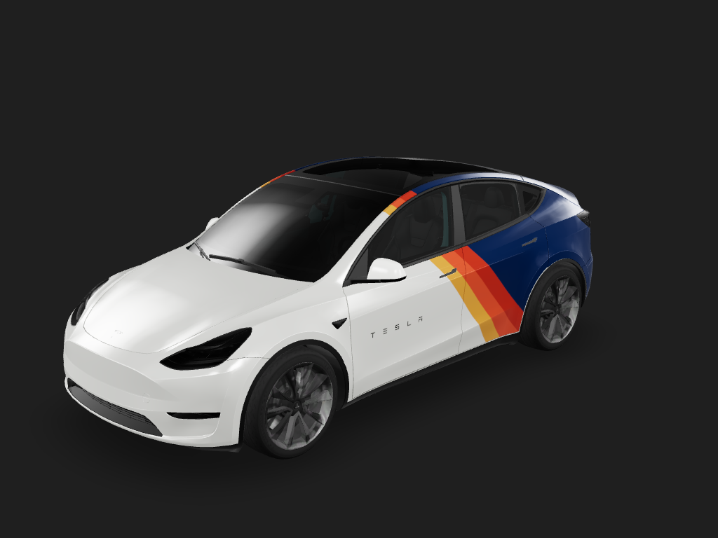 Vintage Stripes Tesla Model Y wrap design skin