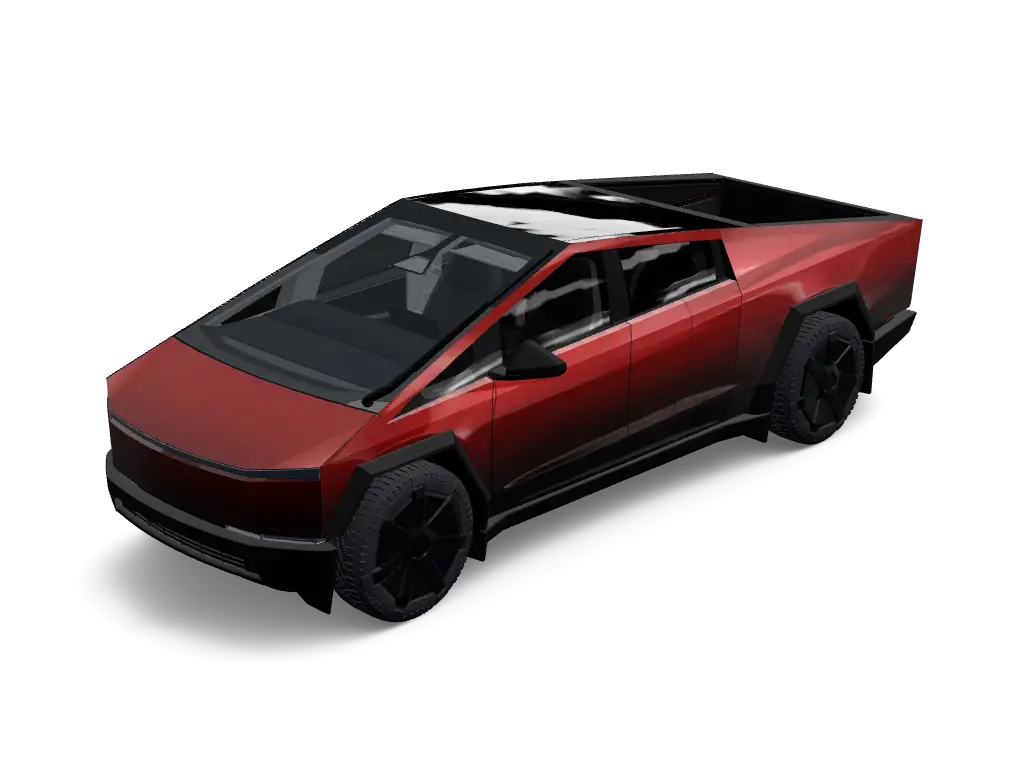 Crimson Shadow Tesla Cybertruck wrap - 红色到黑色渐变车身...