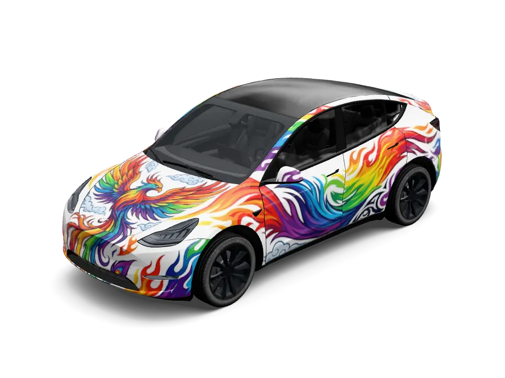 Phoenix Aura Tesla model-y-pre-2025 wrap - 彩虹凤凰主题...