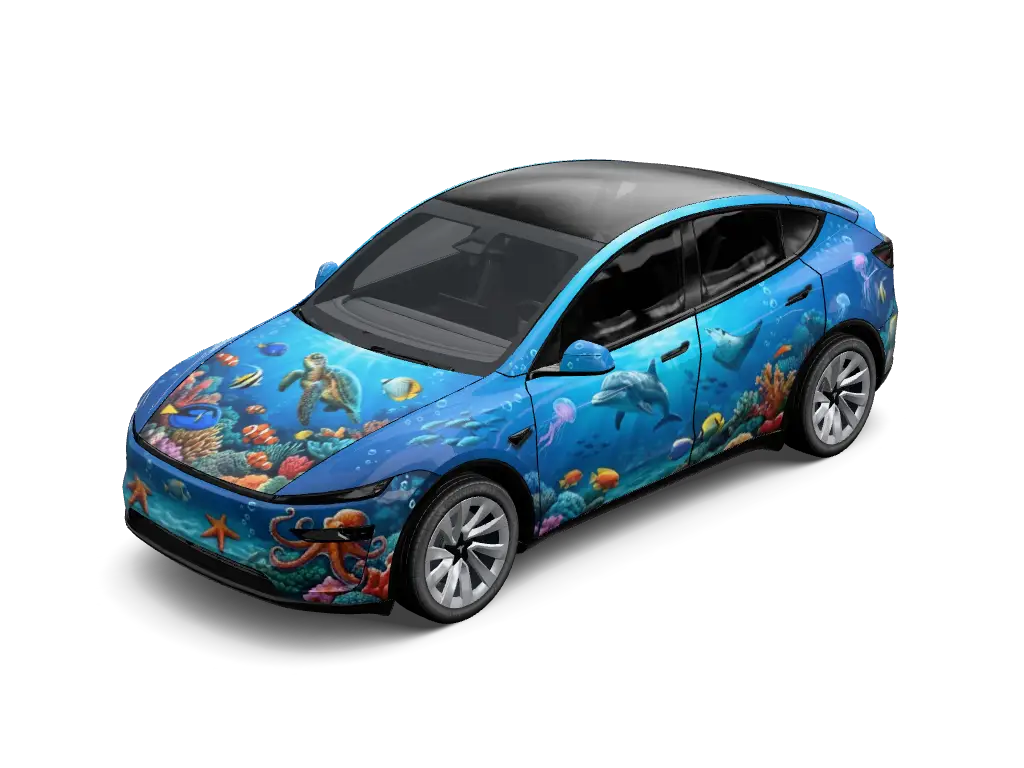 Aqua Dream Tesla Model Y Juniper wrap - 海底世界主题...