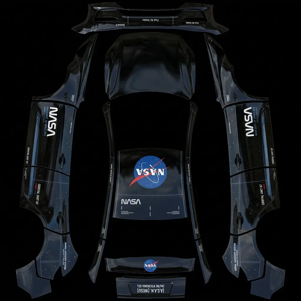 NASA极简黑 - 特斯拉Model Y 焕新版贴膜与3D车漆外观免费下载 | 特玩