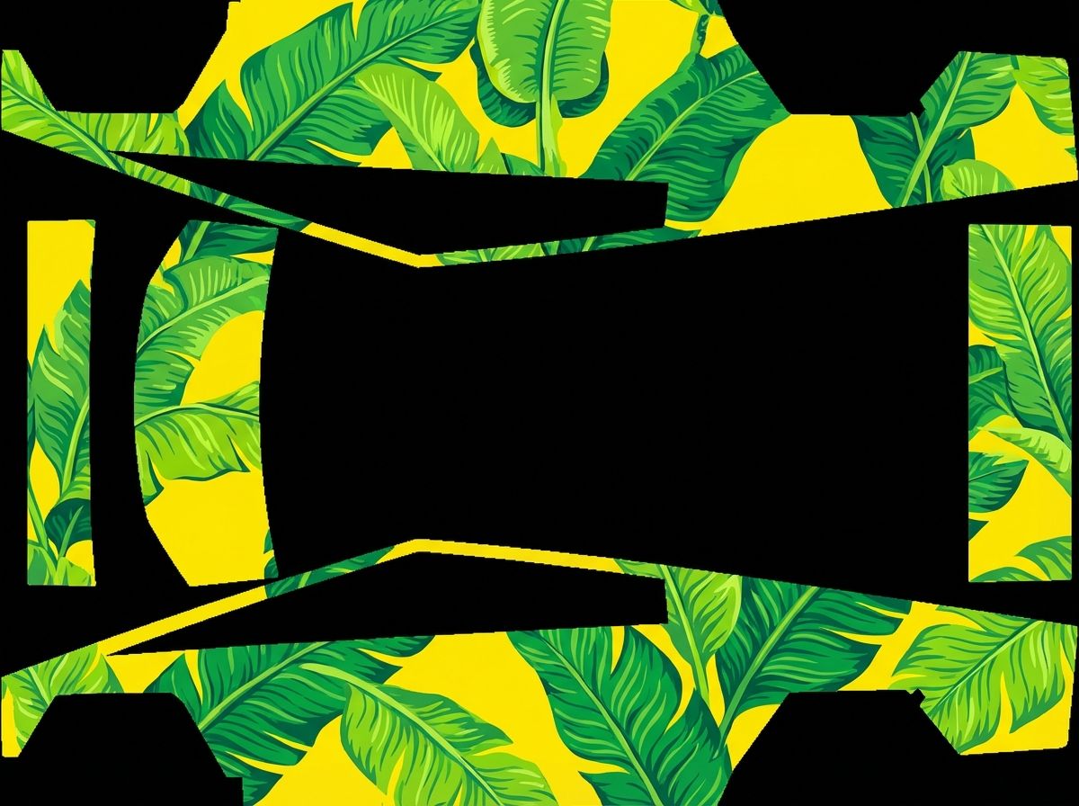 黄色背景，香蕉叶主题 Tesla Cybertruck wrap texture - 黄色背景，香蕉叶主题