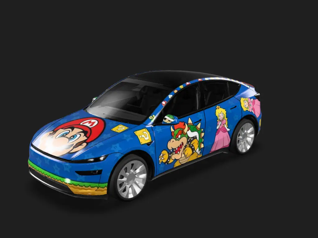 马里奥蔚蓝 Tesla Model Y 焕新版 wrap - 马里奥主题，蓝色为主...