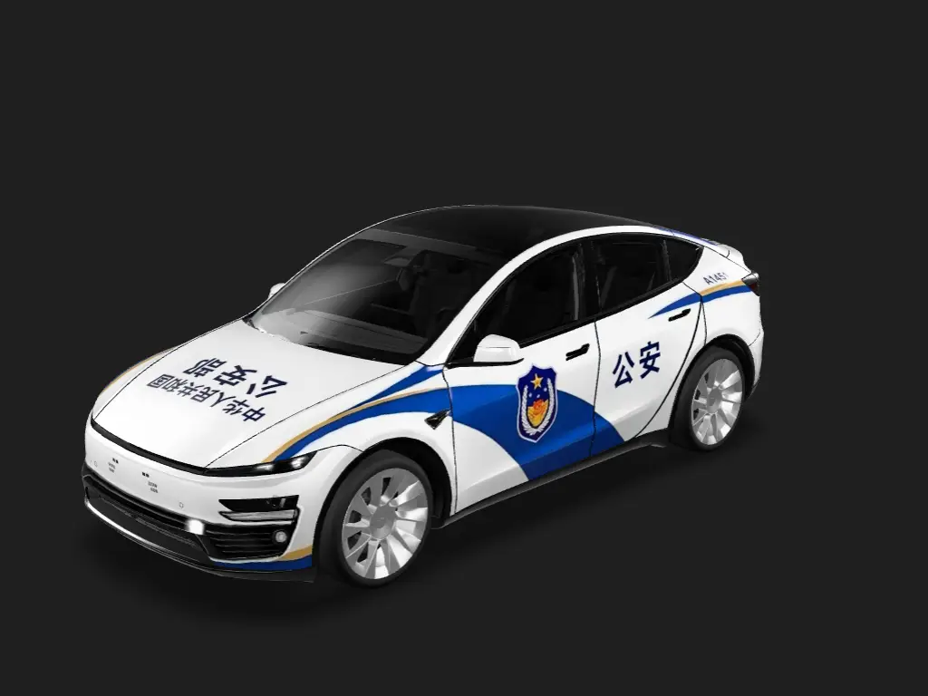 警灯Model Y Tesla Model Y 焕新版 wrap - 在参考图的基础上车顶带闪烁的警灯...