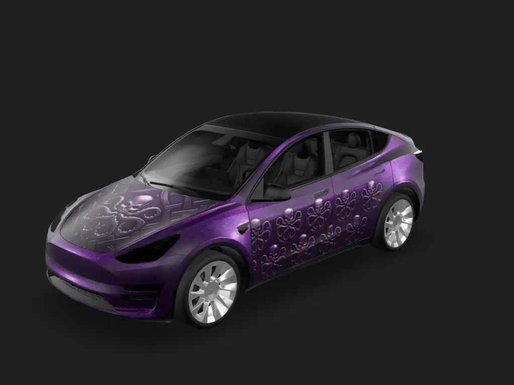 九头蛇魅紫 Tesla 自定义 wrap - Hail hydra metallic purple replace tesla logo to hydra logo...