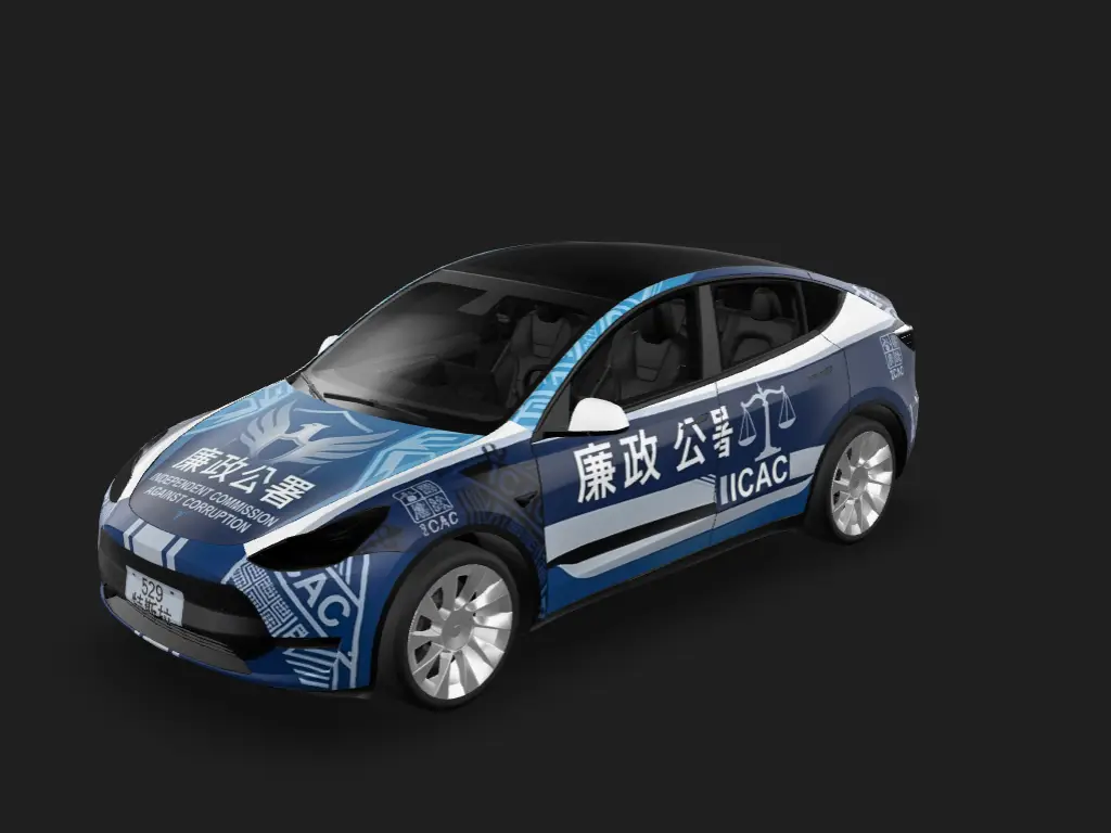 老y廉政公署 Tesla Model Y wrap - 完美复刻...