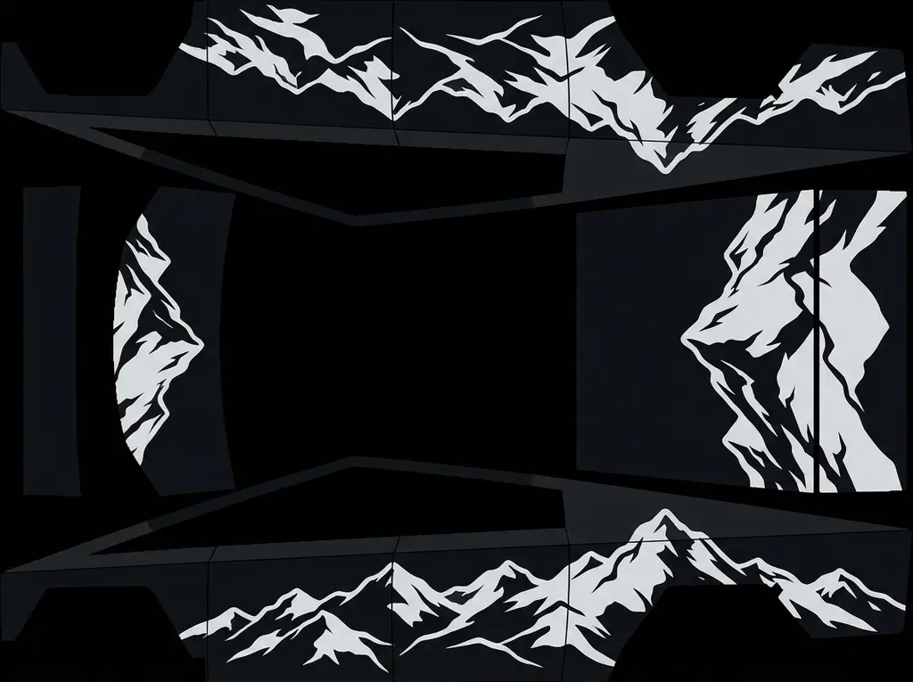 冰川之巅 Tesla Cybertruck wrap texture - 黑色车身，高级感的淡灰色雪山顶峰