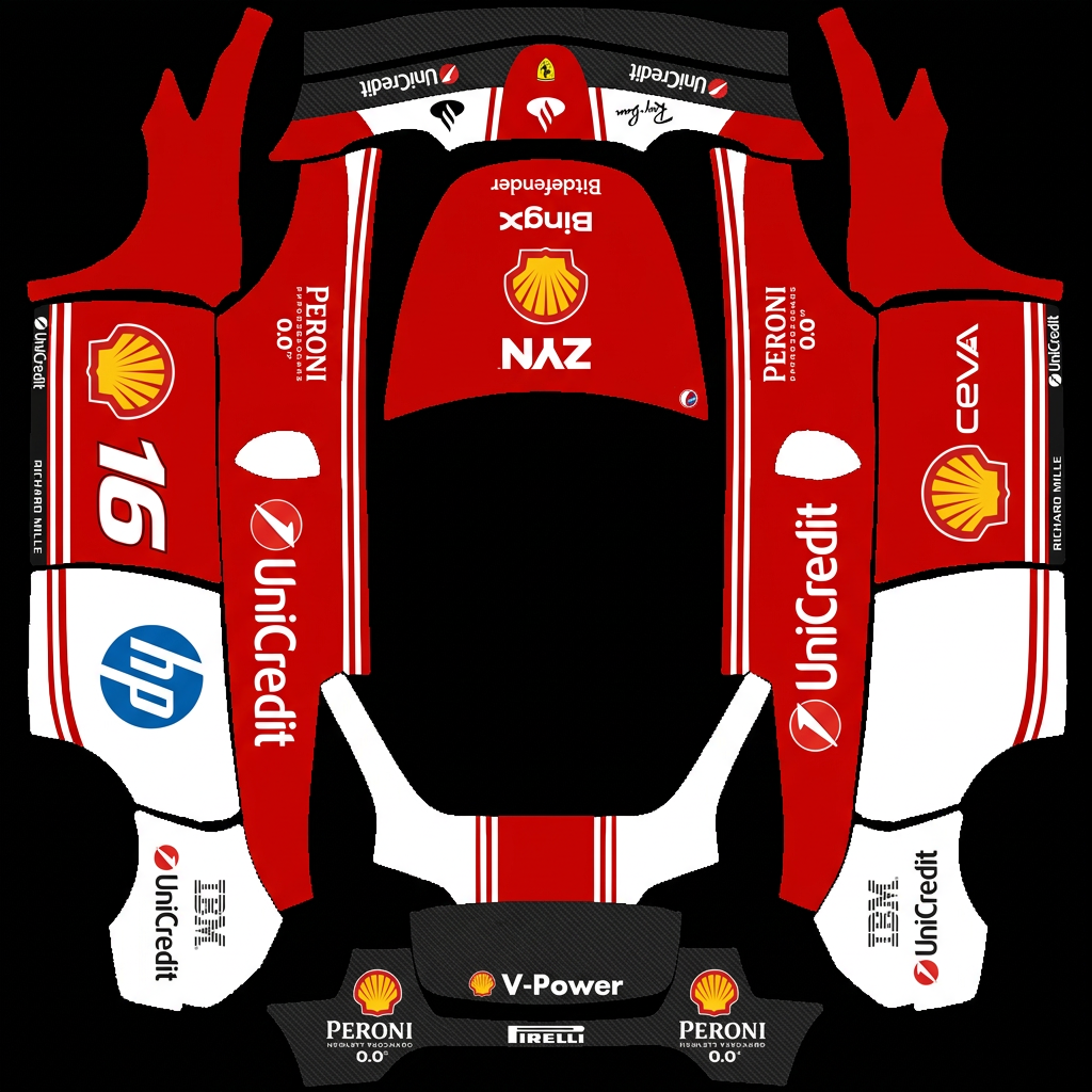 烈焰红Y Tesla Model Y wrap texture - 跟参考图一样的涂装，车身主体以红色为主