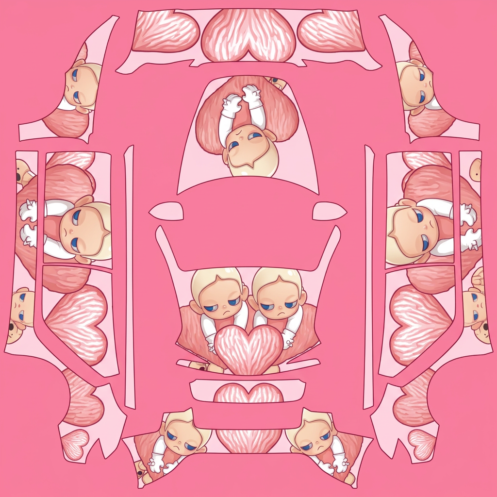 粉色视界 Tesla Model 3 焕新版 wrap texture - 图片贴在车上 背景粉色