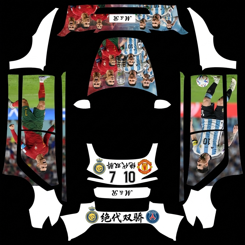 梅西C罗绝代双骄图片 Tesla Model 3 焕新版 wrap texture - 梅西C罗绝代双骄图片