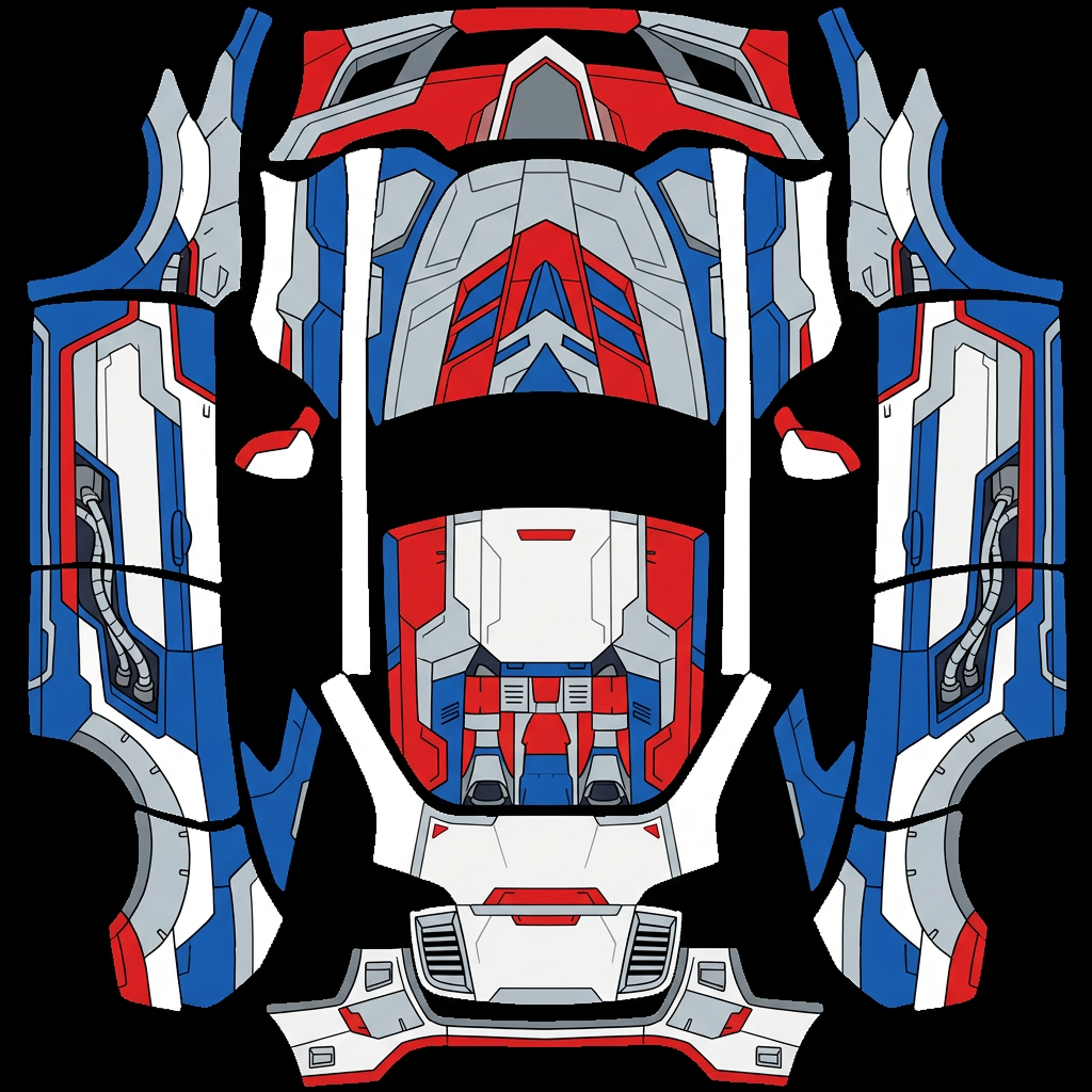 机甲先锋 Tesla Model Y wrap texture - 高达主角的机甲配色，科幻风格