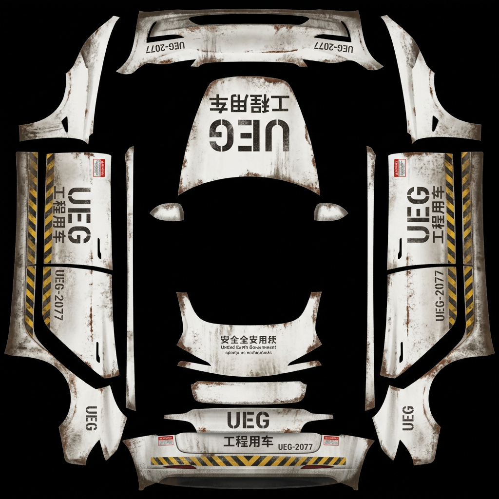 寰宇工程号 Tesla Model 3 焕新版 wrap texture - 根据参考图生成适用于model3焕新版的流浪地球工程用车皮肤