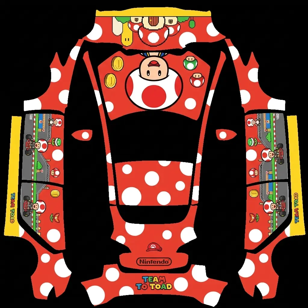 奇诺比奥座驾 Tesla Model 3 wrap texture - 生成一张以超级马里奥奇诺比奥的车衣主题