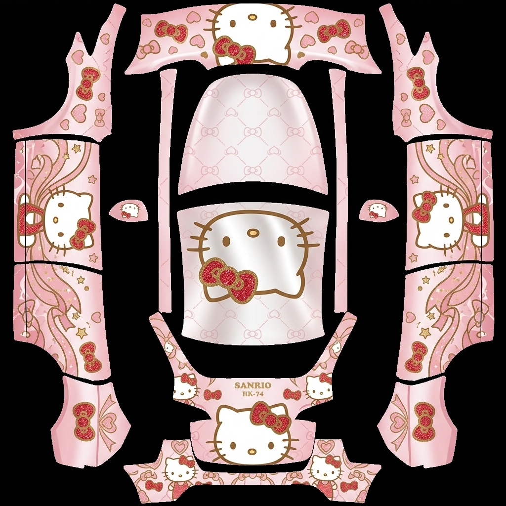 凯蒂猫 Y Tesla Model Y wrap texture - 设计一张HELLO KITTY 主题的涂装