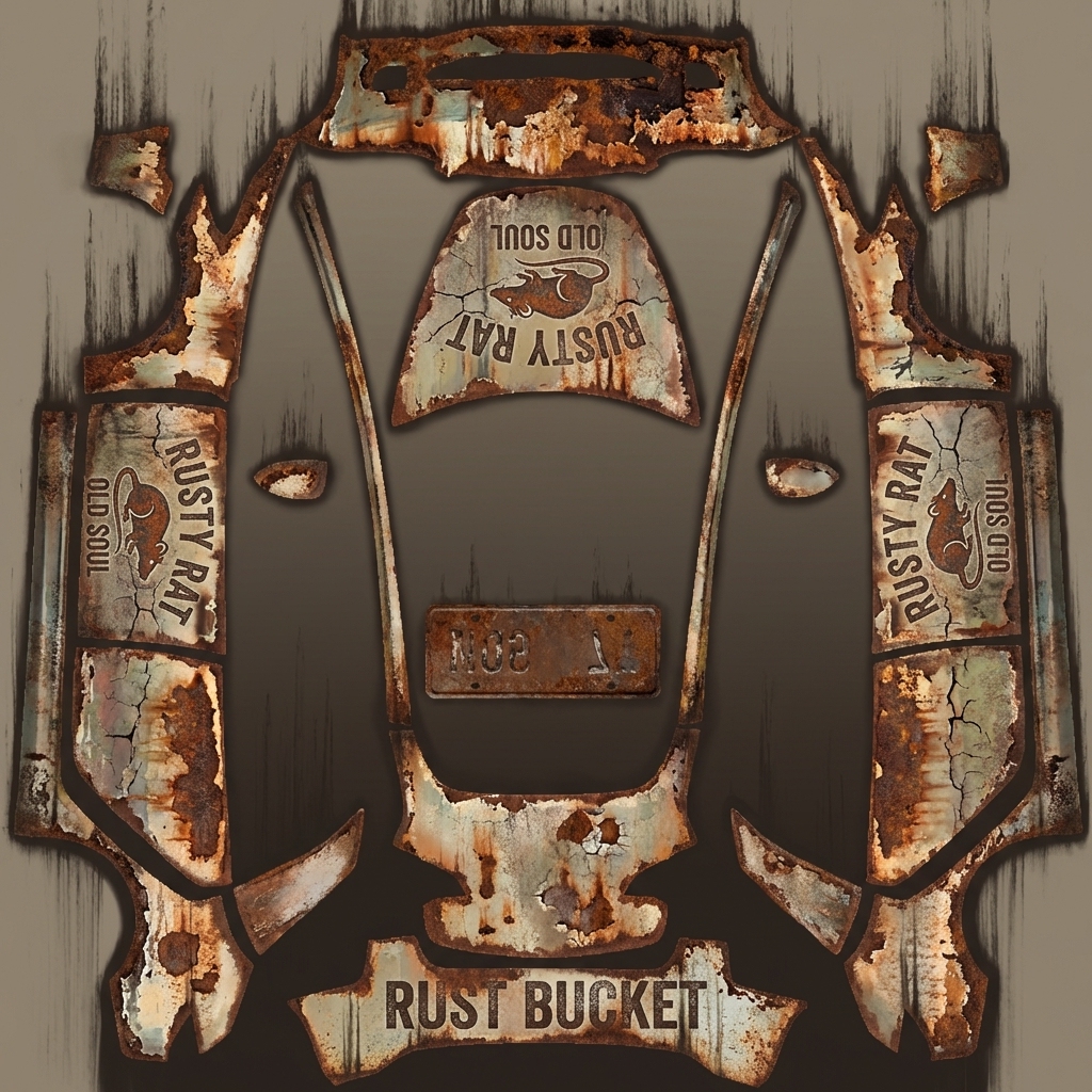 做旧车身，非常陈旧风 Tesla Model 3 wrap texture - 做旧车身，非常陈旧