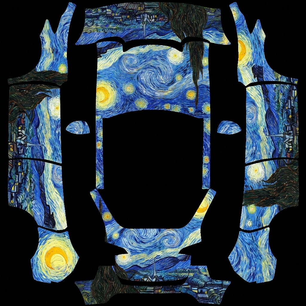 梵高星空主题风 Tesla Model Y wrap texture - 梵高星空主题