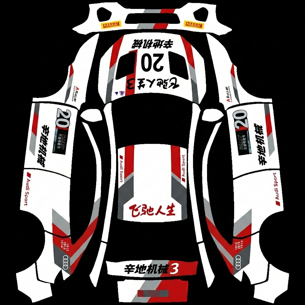 飞驰人生3中主角驾驶的奥迪A3赛车 Tesla Model Y wrap texture - 飞驰人生3中主角驾驶的奥迪A3赛车