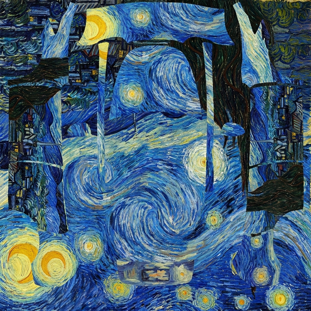 梵高星空主题车身涂装，巨大清晰的油画笔触肌理 Tesla Model Y wrap texture - 梵高星空主题车身涂装，巨大清晰的油画笔触肌理