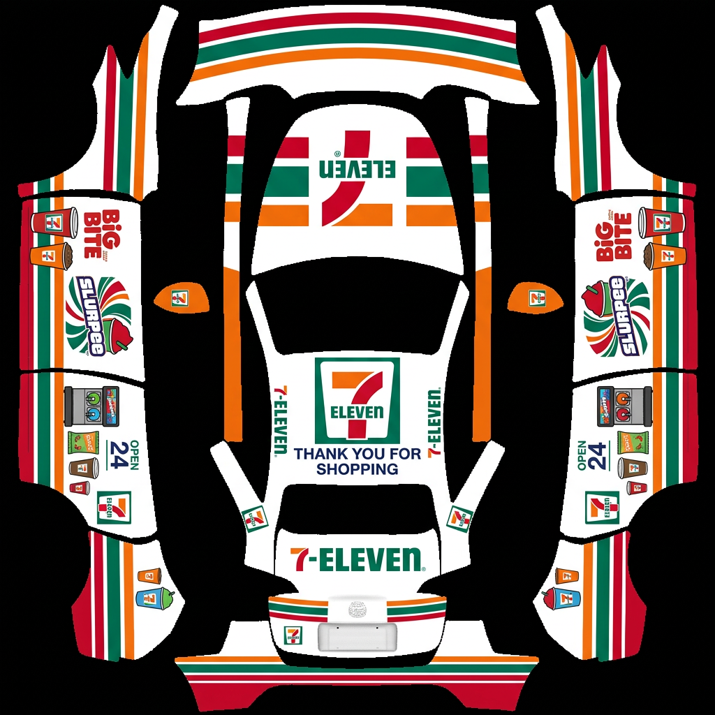 小七潮Y Tesla Model Y wrap texture - seven eleven 便利店风格