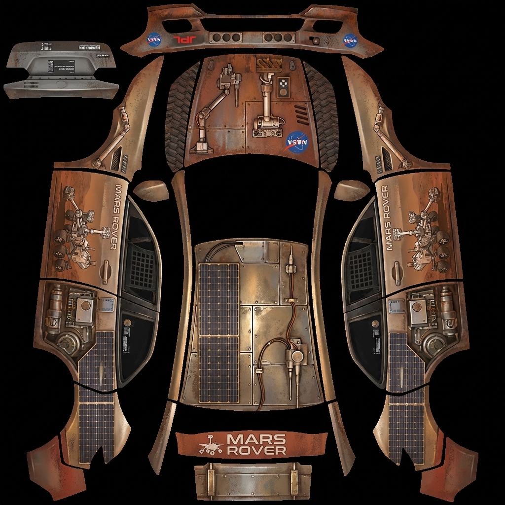 类似火星探测车那种车身风 Tesla Model Y 焕新版 wrap texture - 类似火星探测车那种车身