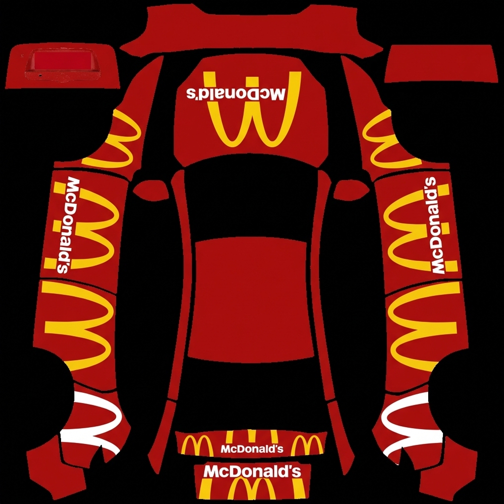 红色车身，麦当劳主题 Tesla Model Y 焕新版 wrap texture - 红色车身，麦当劳主题