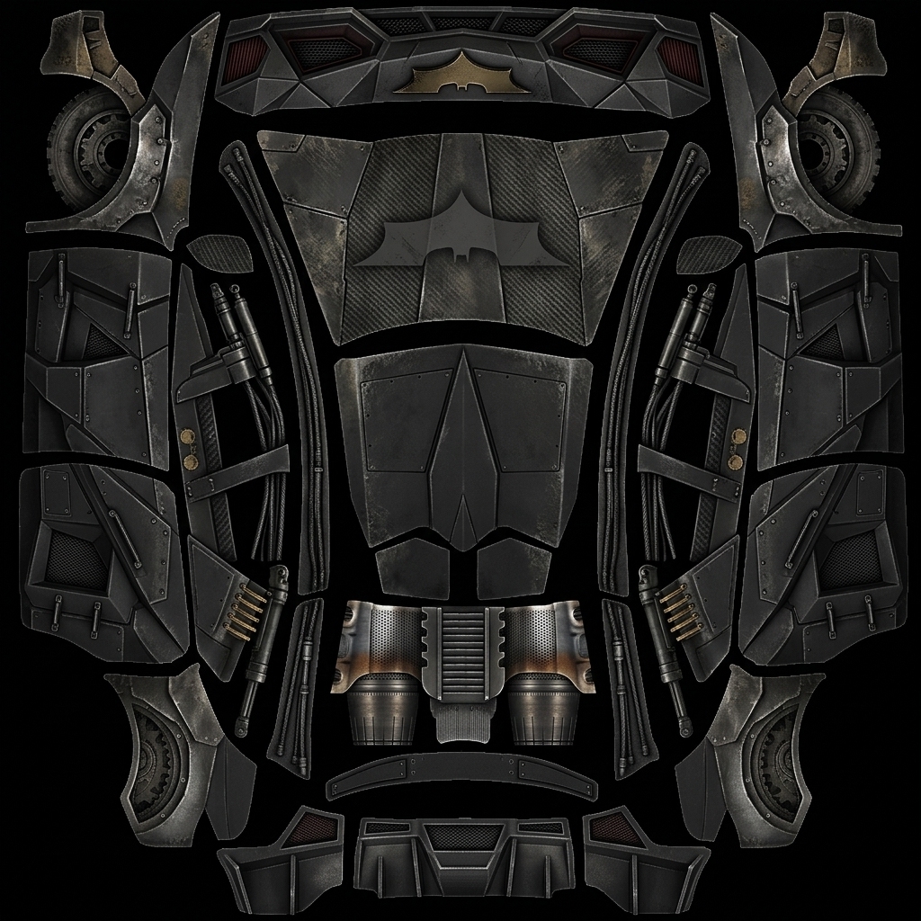 哥谭战甲 Tesla Model Y L wrap texture - 蝙蝠侠的战车涂装