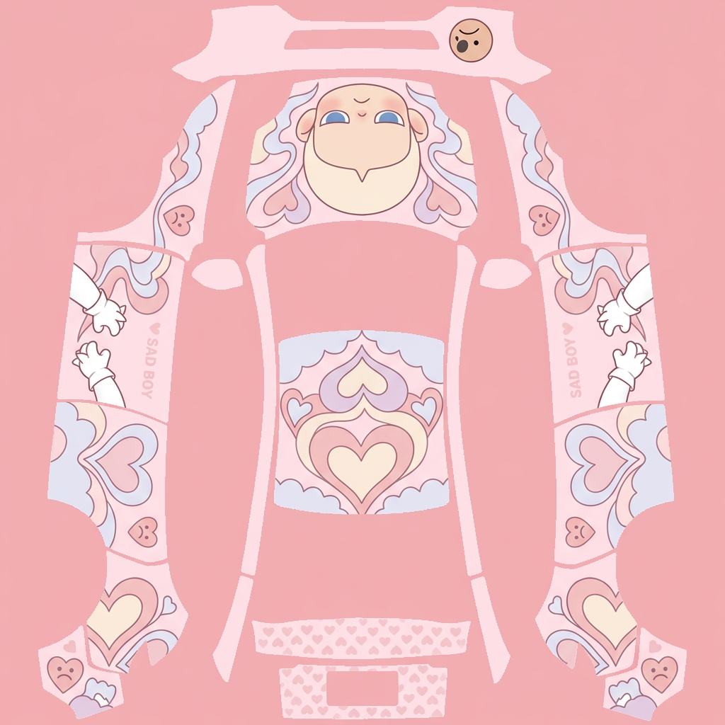 粉色Y画 Tesla Model Y 焕新版 wrap texture - 图片贴在车上 背景浅粉色