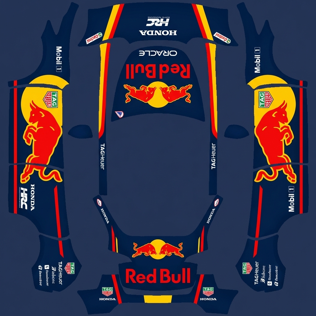 Red Bull F1 Y Tesla Model Y (Classic) wrap texture - F1红牛车队赛车涂装