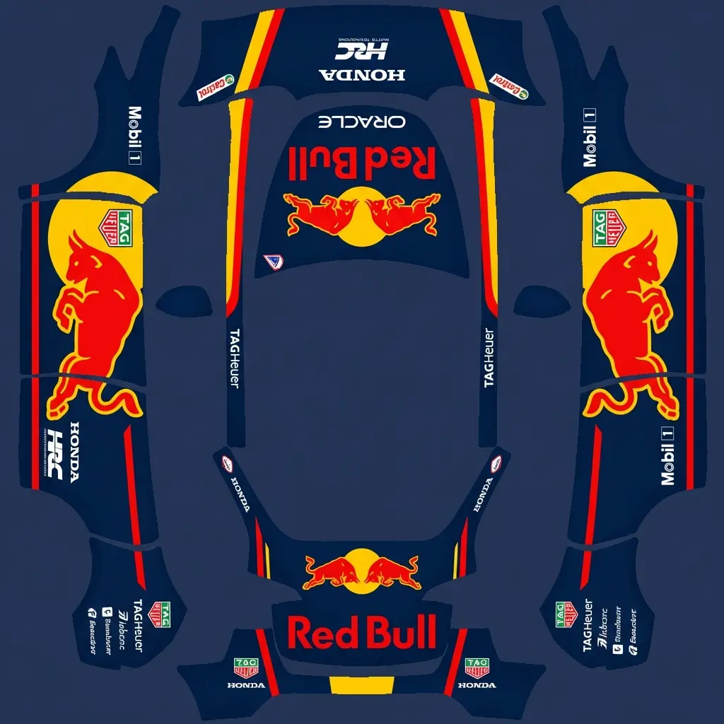Red Bull F1 Y Tesla Model Y (Classic) wrap texture - F1红牛车队赛车涂装