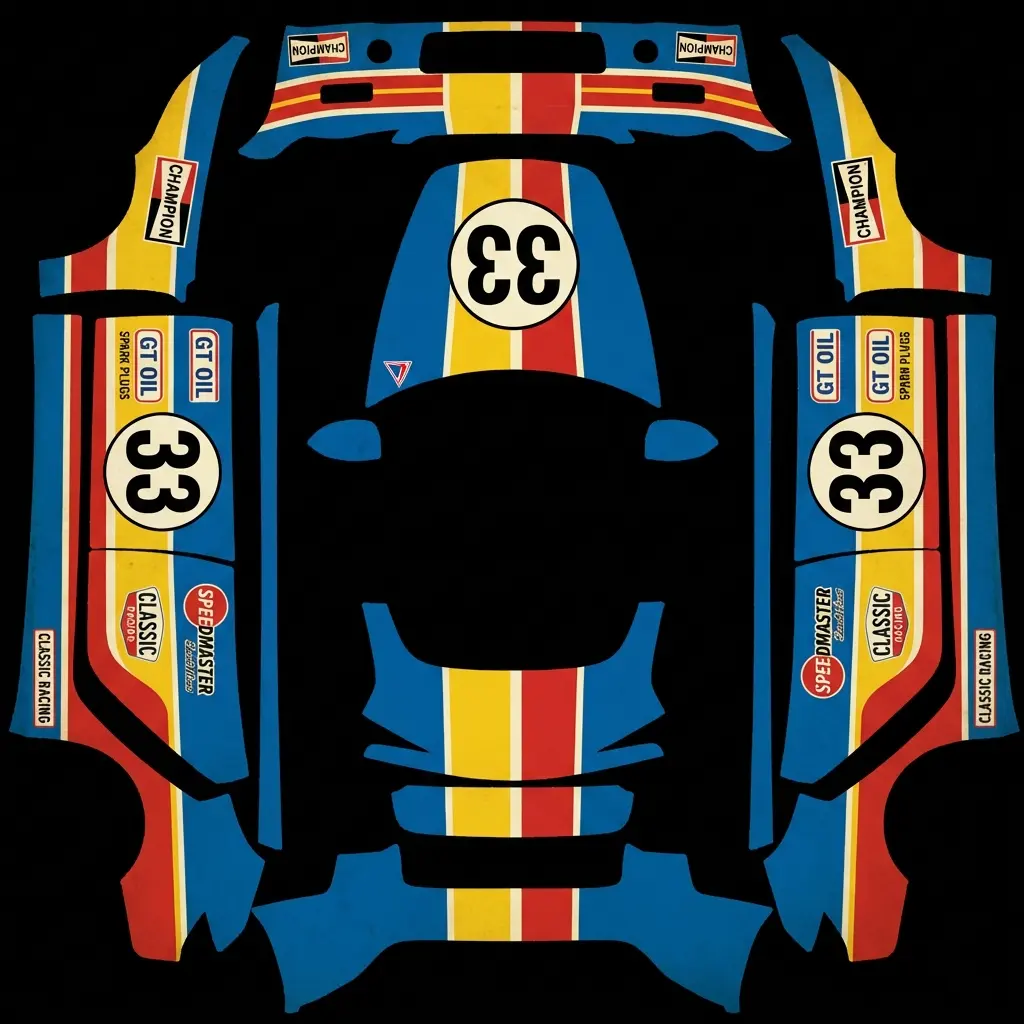 Retro Stripes Tesla Model 3 Highland wrap texture - 复古赛车涂装