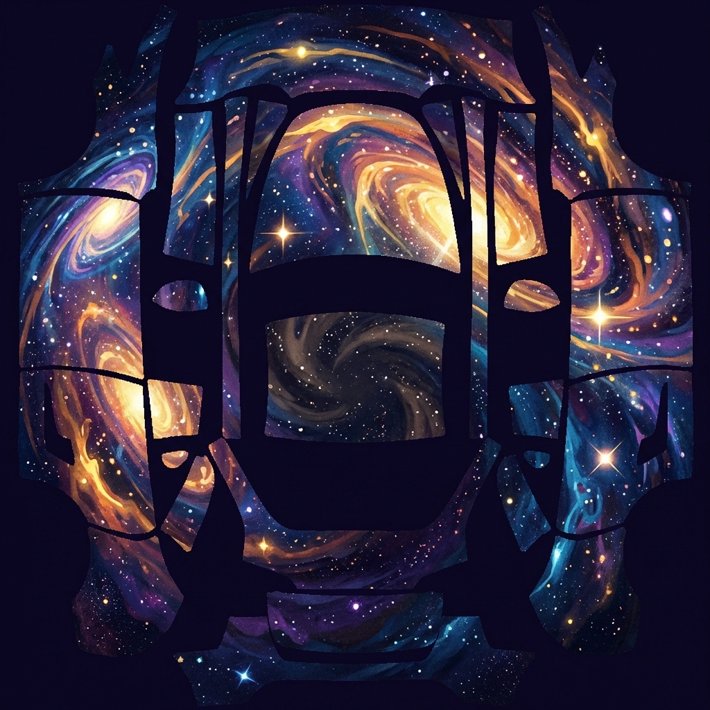 动漫风格，无人物，主题：星河银河宇宙，整体深色，风 Tesla Model Y wrap texture - 动漫风格，无人物，主题：星河银河宇宙，整体深色，画风参照Fortnite