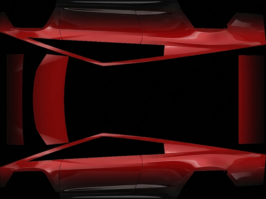 绯红魅影 Tesla Cybertruck wrap texture - 红色到黑色渐变车身