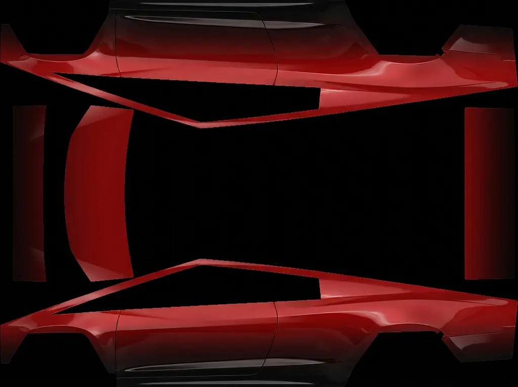 绯红魅影 Tesla Cybertruck wrap texture - 红色到黑色渐变车身