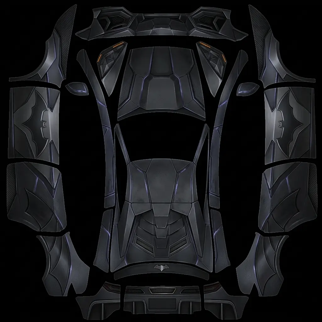 暗夜骑士 Tesla Model Y L wrap texture - 蝙蝠侠战车主题