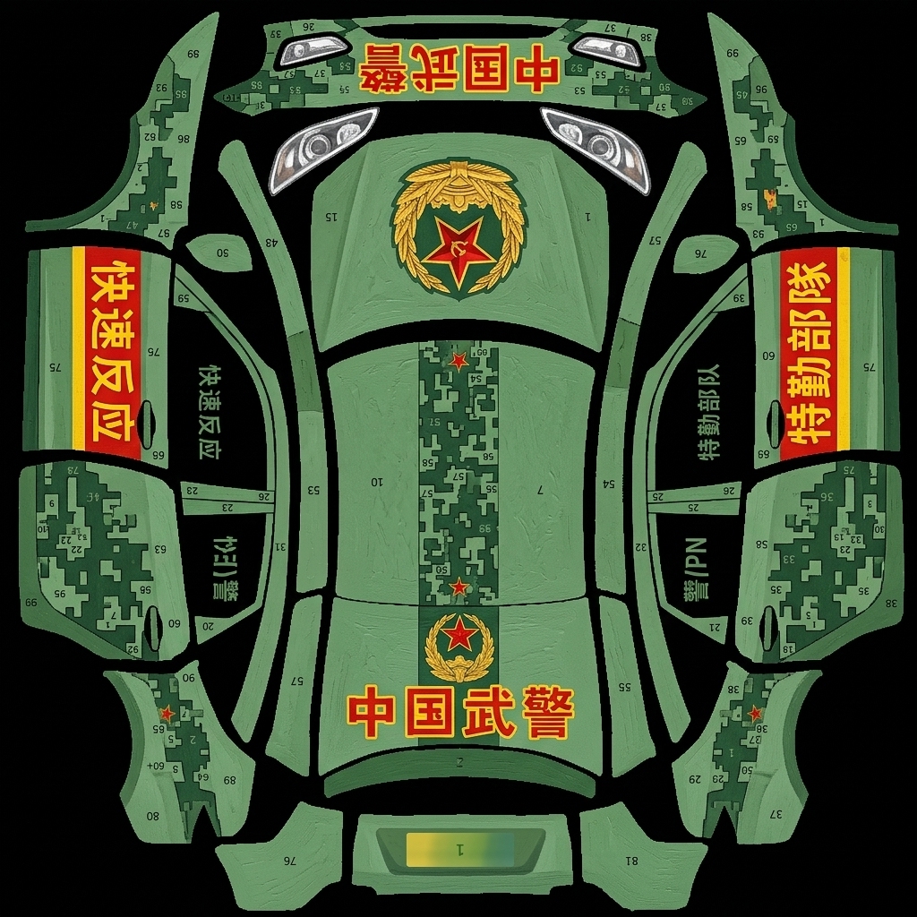 忠诚卫士 Tesla Model Y L wrap texture - 中国武警