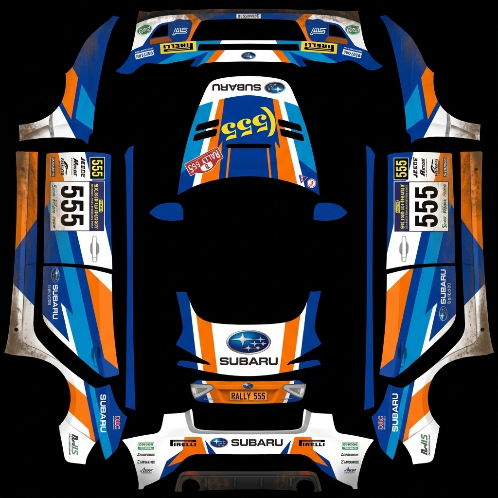 拉力赛赛车车身涂装风 Tesla Model 3 焕新版 wrap texture - 拉力赛赛车车身涂装