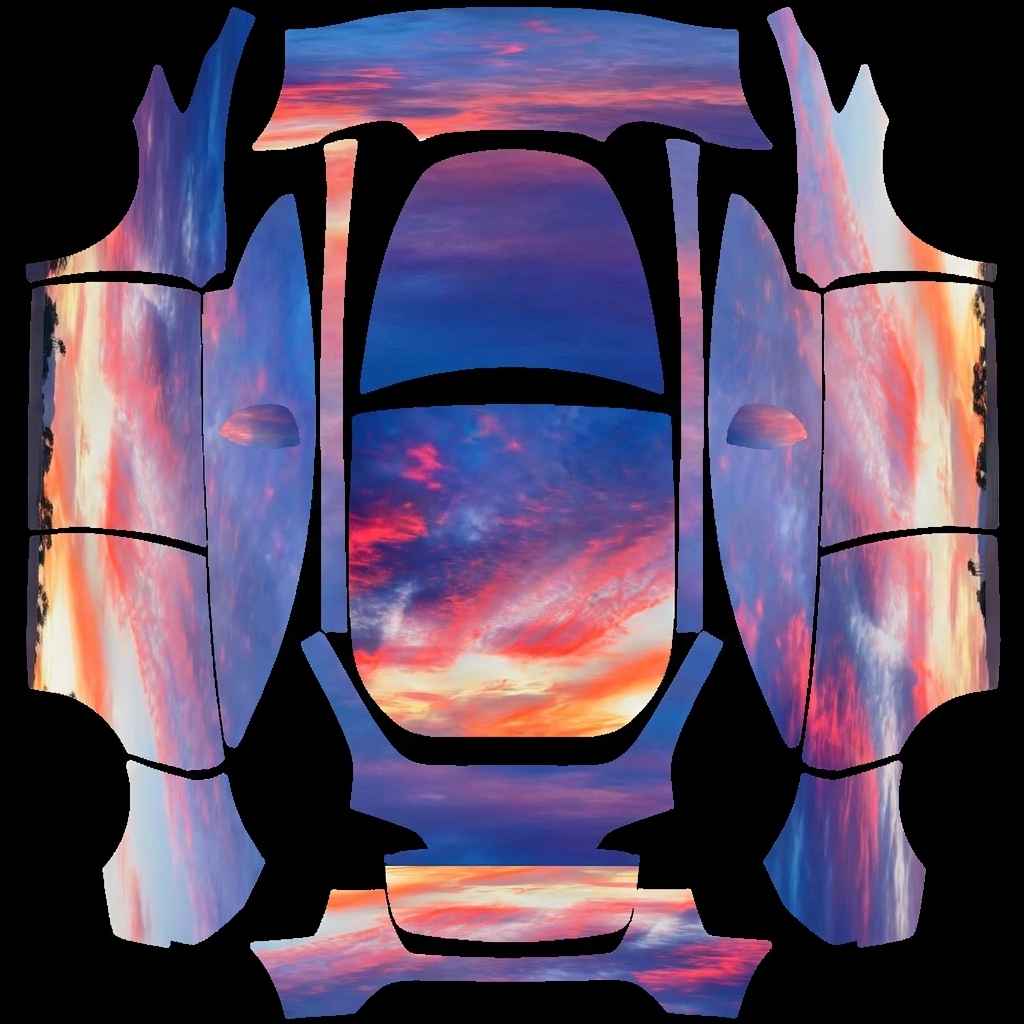 晚霞漂亮的天空 Tesla Model Y wrap texture - 晚霞漂亮的天空