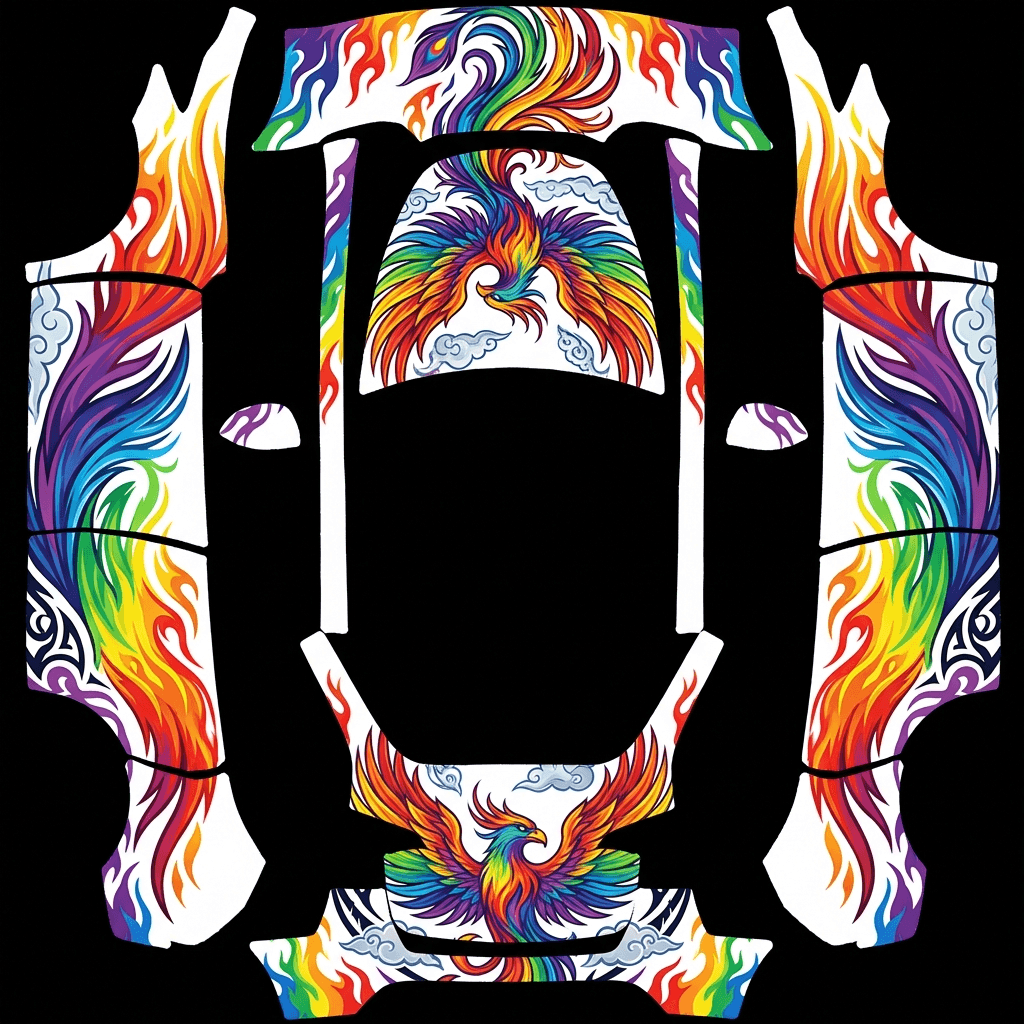 彩虹凤凰主题 Tesla Model Y wrap texture - 彩虹凤凰主题